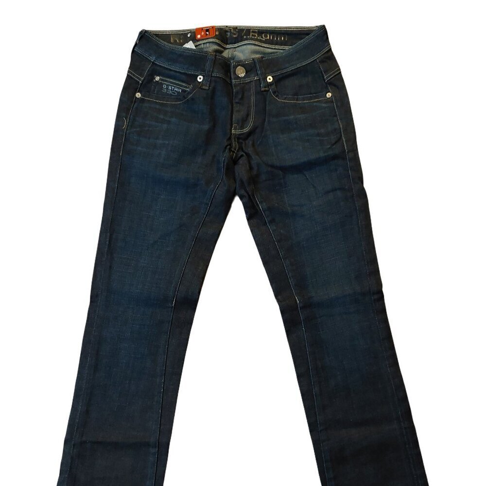 G-Star Raw New Reese Straight Leg Super Low-Rise Dark Vintage Wash Sz 27 NWT